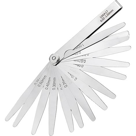 Lámina De Calibre De Espesores - 17 Láminas De Acero Inoxidable - Rango Métrico 0.02 A 1.00 Mm - Para Medición De Juegos En Válvulas, Anillos De Pistón Y Bujías (1/5)