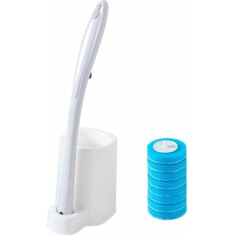 royaluxe - Ensemble de brosse de toilette jetable sans coin mort brosse de nettoyage brosse de nettoyage sans poinçon brosse de toilette de type sol manche long (blanc) (1/3)