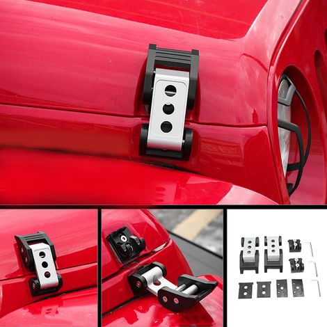 Loquet de capot compatible avec Jeep Wrangler JK et Unlimited 2 et 4 portes (2007-2017) - Argent (1/5)