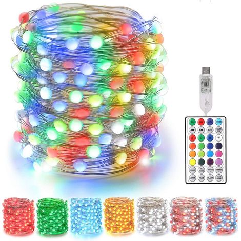Lichterkette, 16 farbwechselnde LED-Lichterkette, wasserdichte, USB-betriebene Kupferdraht-Lichterkette für den Garten (2 m, 20 LEDs) (1/5)