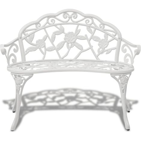 FIMEI Banc de jardin 100 cm Aluminium coulé Blanc (1/4)
