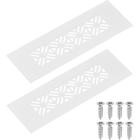 2 x Rectangular Aluminium Alloy Ventilation Grille, 150 x 50 mm, Openwork Ventilation Grille Cover with Screws Mounting for Doors, Wardrobes, Bedrooms, White (1/5)
