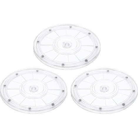 3pcs Plateaux Tournant 200mm avec Roulement à Bille, Transparent (1/5)
