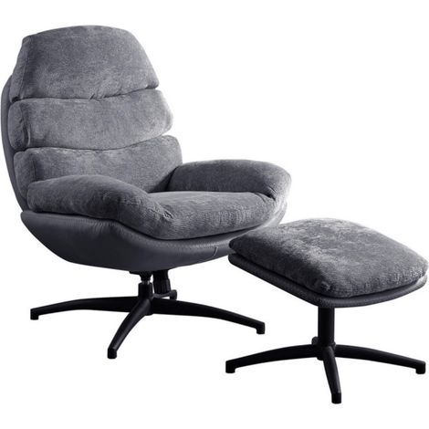 Fauteuil pivotant avec repose pieds bi matière Kidoza-Gris (1/5)