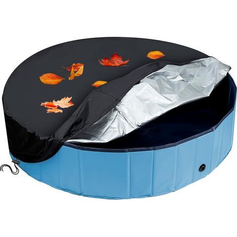 Couverture de Piscine Ronde, Couverture de Piscine pour Chien, Couverture de Piscine avec Cordon, Couvertures De Piscine Pliables, Imperméable à l'eau et à la Poussière, 120 x 30 cm (1/4)