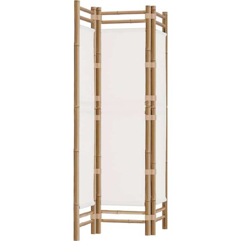 vidaXL Biombo plegable de 3 paneles bambú y lona 120 cm (1/2)