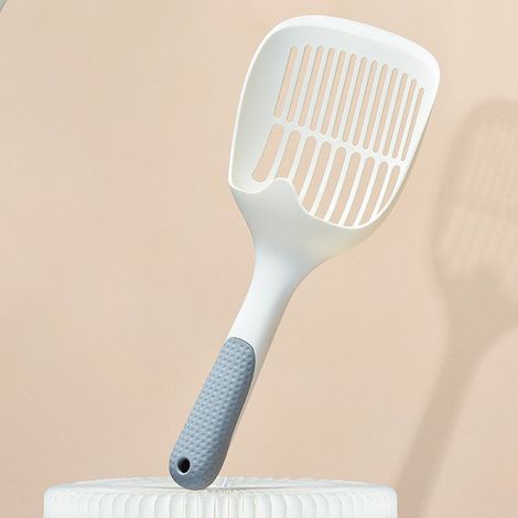 Paletta per lettiera per gatti con manico lungo, Paletta per lettiera per gatti con filtro, resistente e facile da pulire, Lettiera per gatti (bianco grigio)