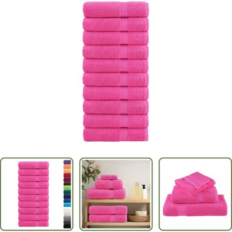 vidaXL 100 x 150 cm - Premium Badetücher SOLUND 10 Stk. Rosa 100x150 cm 600 g/m² (1/5)