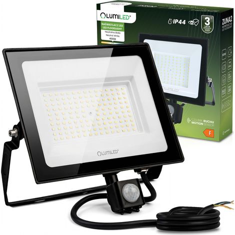 Foco LED ZUNA2 100W 9000lm 4000K IP44 Negro con sensor de movimiento Lumiled (1/5)