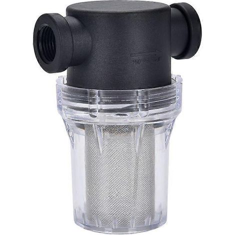 Filtre à eau, crépine à tuyau torsadé de 1/2 pouce, couvercle en nylon PA66, cuve en polycarbonate, tamis en acier inoxydable 304 (1/5)