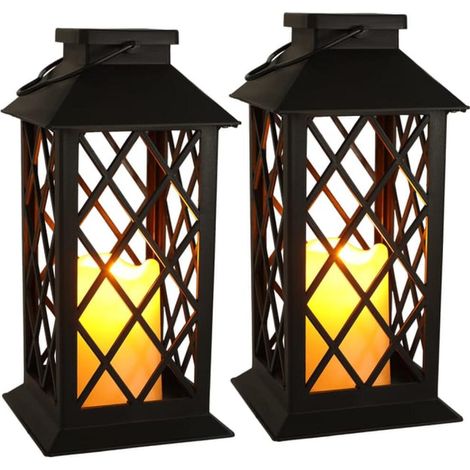 Lot de 2 bougies solaires suspendues à LED pour l'extérieur, avec capteur intelligent, pour décoration de jardin (1/5)