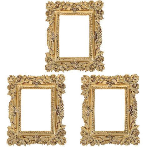 Lot de 3 cadres photo rétro, petits cadres décoratifs en résine pour bijoux.-10.8X8.5CM-Golden (1/3)