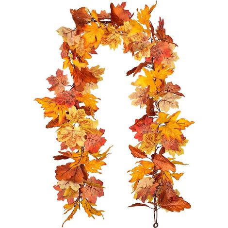 Guirlande décorative en feuilles d'érable artificielles, multicolore, 1,8 m, décoration automne pour maison et fête