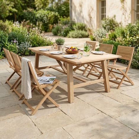 ORATOR - set tavolo in teak cm.220/300 x 100 x 77 h con 6 sedie Orator (1/4)