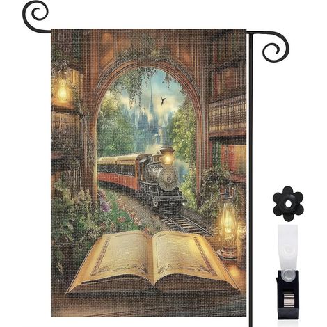 Drapeau de jardin décoratif décoration extérieure toile résistante double face 30 x 45 cm pour porche et cour (1/5)
