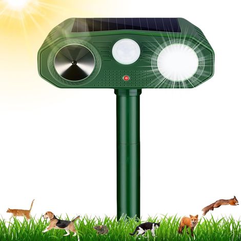 1 Répulsif Chat Solaire, 3 Modes Ultrason, Détecteur Mouvement, Lumière LED, Étanche IP64, Jardin Cour (1/5)