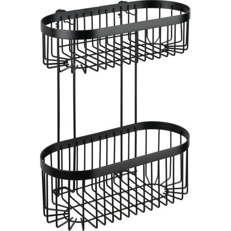 Etagère de douche Classic Plus, 2 Paniers de douche, fixation murale, acier antirouille, 26,5x33x14,5 cm, noir