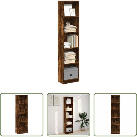 vidaXL Étagère bois - Bibliothèque chêne fumé 40x24x176 cm bois d'ingénierie (1/5)
