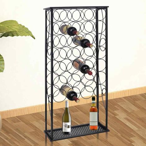 vidaXL Portabottiglie per 28 Bottiglie di Vino in Metallo