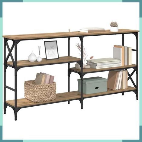 Table console - 882797 - Chêne artisanal - 150 x 29 x 76,5 cm - 3 étagères (1/5)