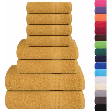 Set Asciugamani 8 pz Oro 360 gsm 100% Cotone vidaXL