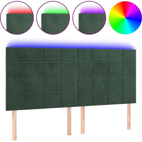 Tête de lit,Panneau décoratif à LED Vert foncé 180x5x118/128 cm Velours CFW5740010 (1/5)