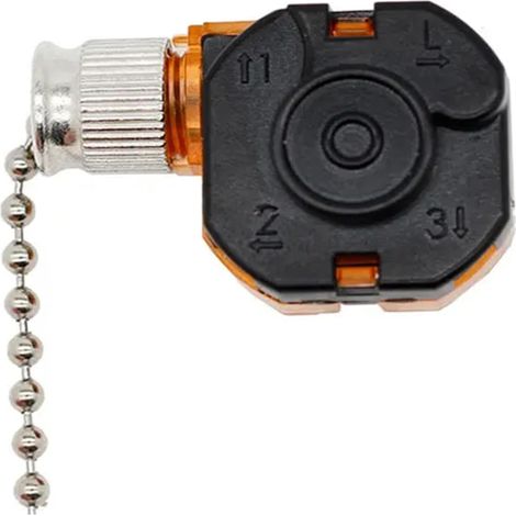 Interrupteur de vitesse pour ventilateur de plafond avec cordon à trois positions, interrupteur à fermeture éclair pour l'éclairage du ventilateur, argent