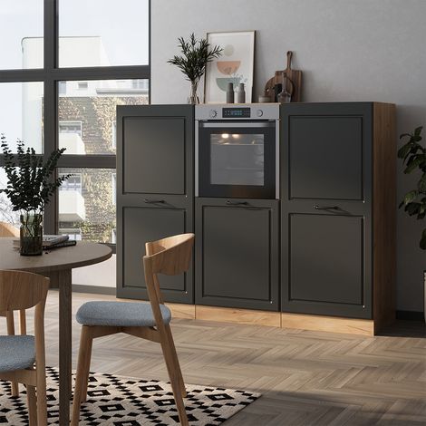 Bloc cuisine R-Line, Anthracite Campagne/Chêne doré, 180cm sans PT, Vicco