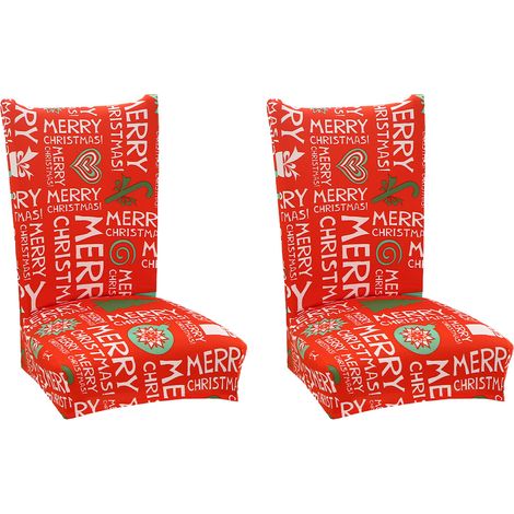 Lot de 2 housses de chaises de salle à manger élastiques, amovibles et lavables, décorations de Noël pour salle à manger et cuisine A2 (1/5)