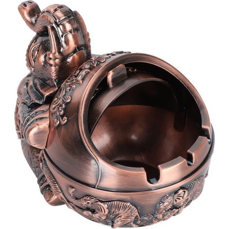 Cendrier coupe-vent en alliage de zinc, style éléphant innovant, ornements en relief pour maison, hôtel, bureau (1/5)