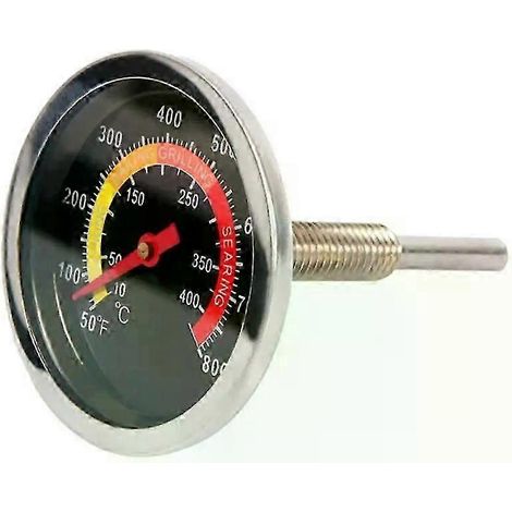 Thermomètre pour barbecue et fumoir en acier inoxydable, jauge de température 50-800 degrés Fahrenheit / 10-400 / 50-350 / 50-500 degrés Celsius, format A4 (1/4)