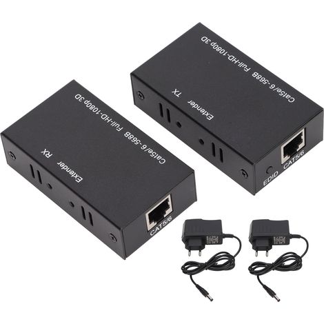 Extenseur HDMI via Câble Cat 5E/6, Transmission 1080p 3D avec HDCP, Alimentation Large 100-240V pour l'Europe