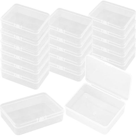 Lot de 18 Mini Boîtes de Rangement - Plastique Transparent - Couvercle à Charnière - Pour Perles et Cartes - 75x51x20mm (1/5)