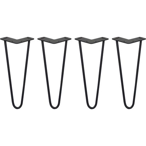 4 x 12" Hairpin Legs - 2 Prong - 10mm - Black