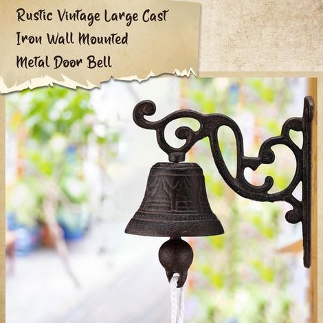 Colgantes decorativos de hierro fundido con forma de campana de restaurante, Colgantes decorativos de timbre rústico vintage, Decoración de pared (1/5)