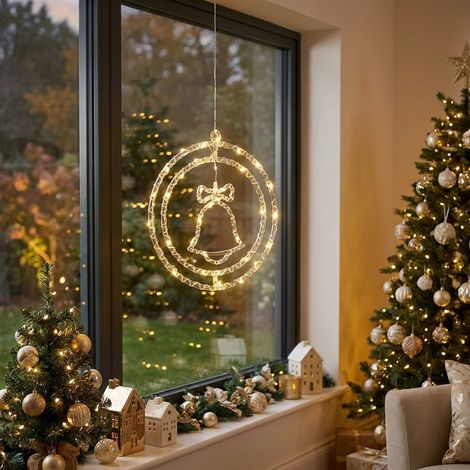 Christmas Warm White Bell Rings Window Hanging Light (1/2)