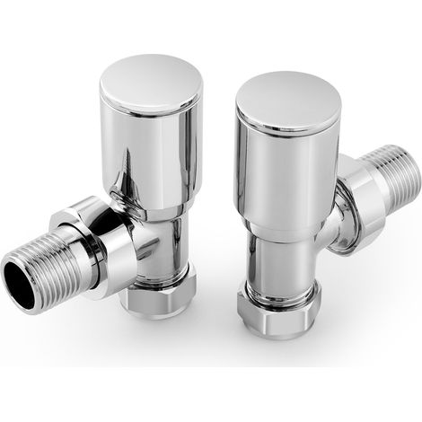 EMKE Chrome Angled Radiator Valve Radiator Pair 15mm Valves for Towel Rails Central Heating Radiators (1/5)