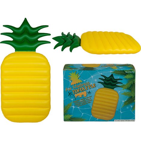 Lupex Shop - Materassino gonfiabile per mare, piscina, spiaggia, inflatable air mattress, "Ananas" dimensioni: 159x80 cm, peso max 80kg (1/2)