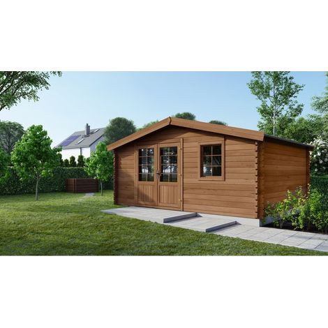 Casetta da giardino in legno - 12m2 - 4x3m - impregnata - 28mm - colore: marrone - DOM595