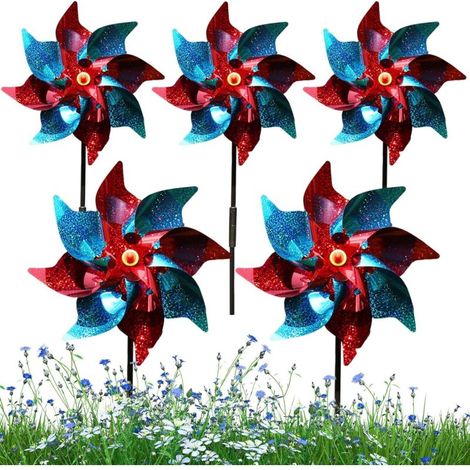 Moulins à vent pour jardin 5 pièces effaroucheur d'oiseaux arc-en-ciel moulinets jouets pour enfants 9, 45 pouces moulinets à vent réfléchissants pour efrayer les oiseaux pour la decoración de jardín