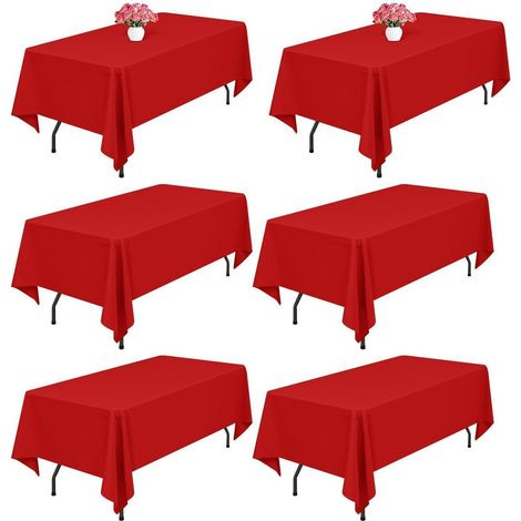 6er Pack Tischdecken Rot 153x260cm Polyester, Flecken- & Knitterfest, Waschbar