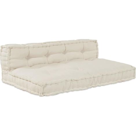 vidaXL Cojín de sofá 2 pcs Crema 120 x 80 x 34 cm tela