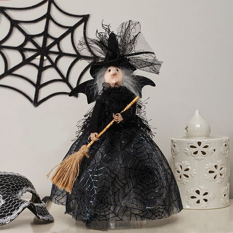 Witch Doll - Halloween Tree Topper And Table Decor - Vintage Style Figurine - 30 X 22 X 22 Cm - 1 Piece (1/5)