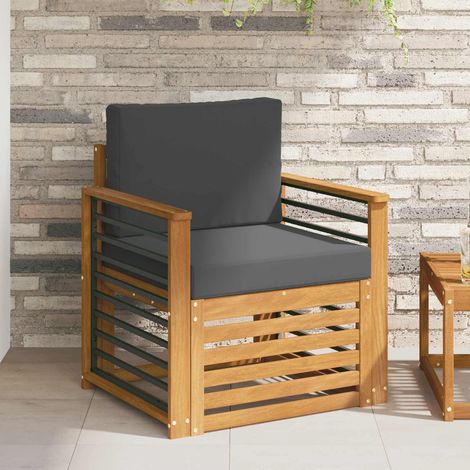 Outdoor-Sofagarnitur Massives Akazienholz und Polyester Natur