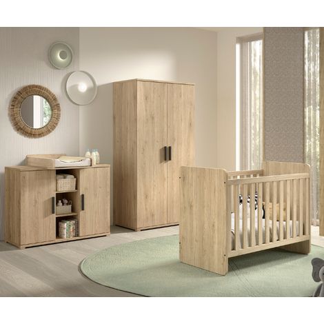 Chambre bébé Sammie: lit évolutif, commode avec planche à langer, (1/4)