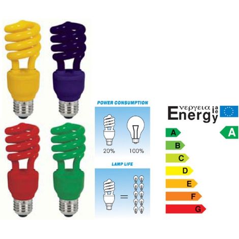 Ampoule Colorée à économie D'énergie 13w Bleu Rouge Jaune Vert Anti-moustiques