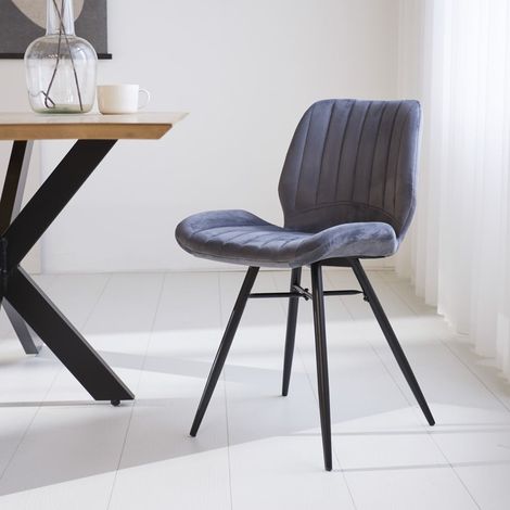 Beau Chaise de Salle à Manger Anthracite Velours - Sans (1/5)