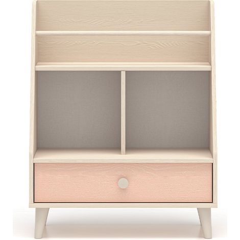 Pequeña biblioteca 1 cajón Alycia Beige y Rosa (1/4)