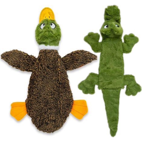 Jouets couineurs pour chiens, en tissu doux et résistant, sans rembourrage, petits, 4 modèles pour un jeu interactif (1/5)