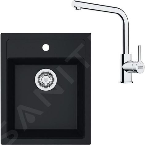 Franke - Set de cuisine T113Č,évier en tectonite SID 610-40 + robinet FN 3230.031, noir / chrome 143.0687.332 (1/4)